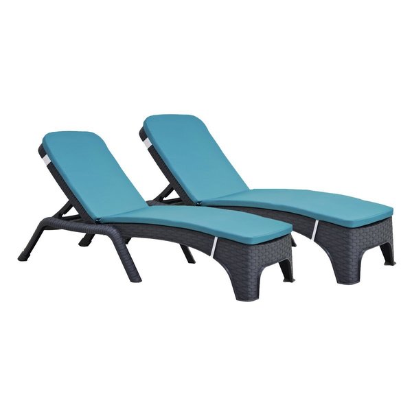 Rainbow Outdoor Roma Set of 2 Chaise Lounger w/cushion-Anthracite RBO-ROMA-ANT-2CL-CUSH-TEA